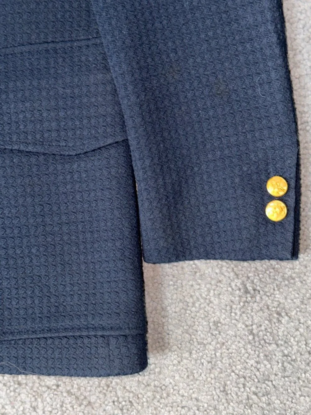 Vintage 70s Johnny Carson Blazer Navy Gold Button Paisley Lining - Sz. 38R -VGUC